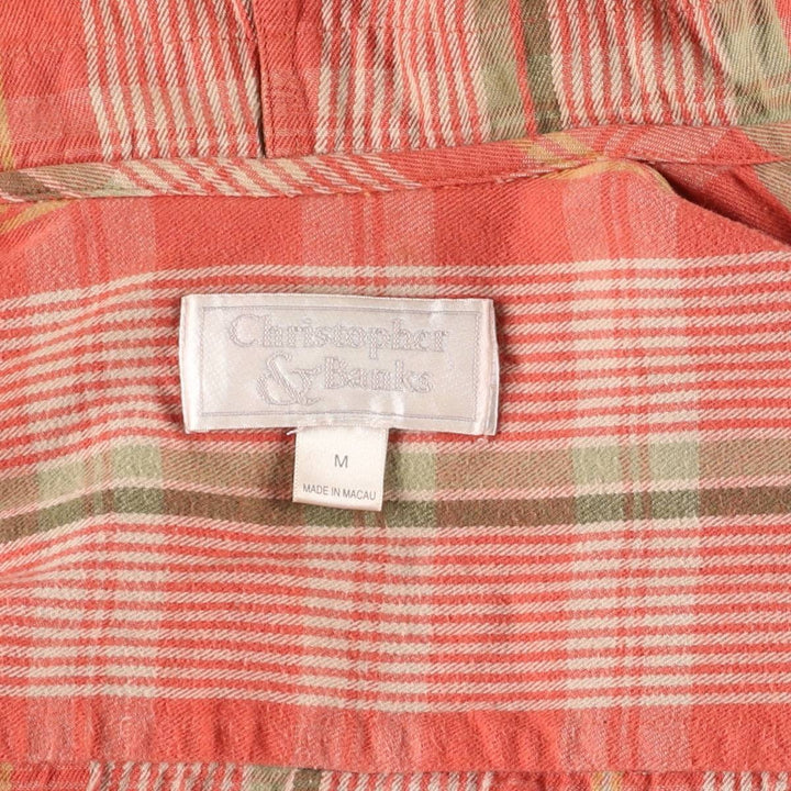 CHRISTOPHER＆BANKS Check Pattern Cotton Parka for Women, Size M cotton red type Vintage Second Hand