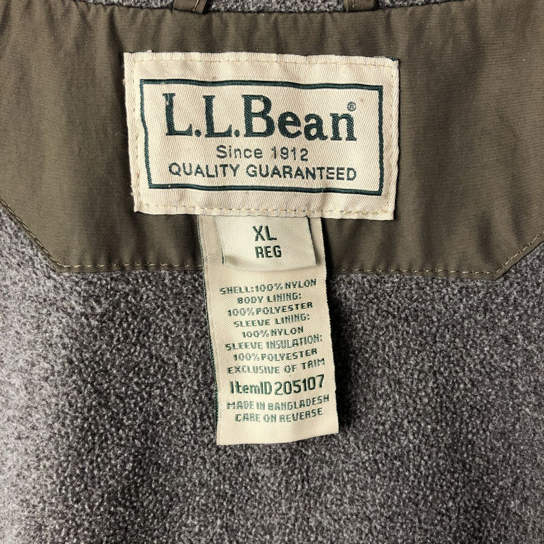 90s-00'S LLBean padded nylon blouson, men's size XL Nylon Khaki type Vintage Second Hand
