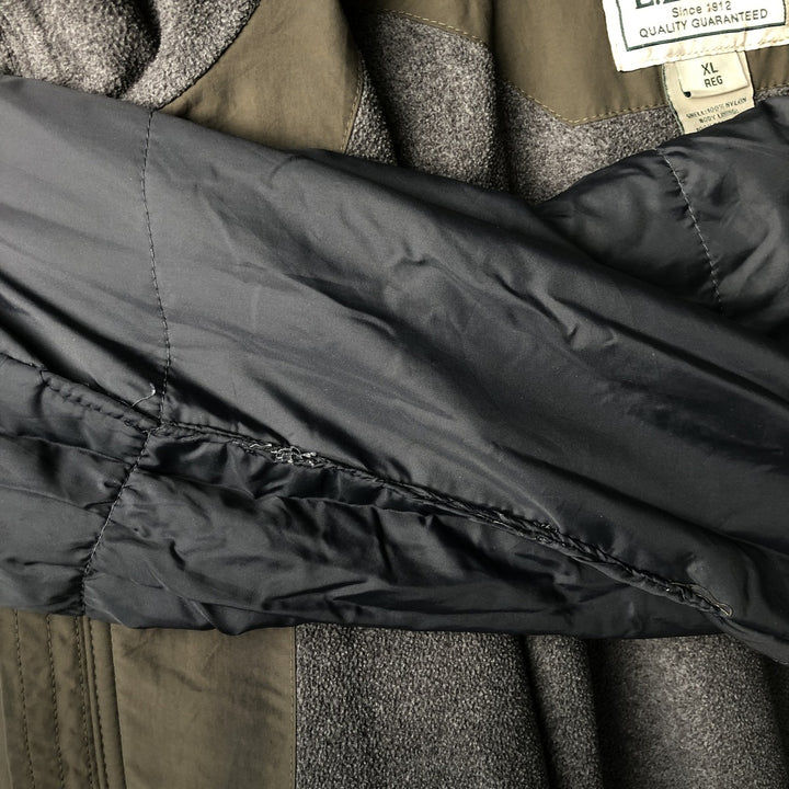 90s-00'S LLBean padded nylon blouson, men's size XL Nylon Khaki type Vintage Second Hand