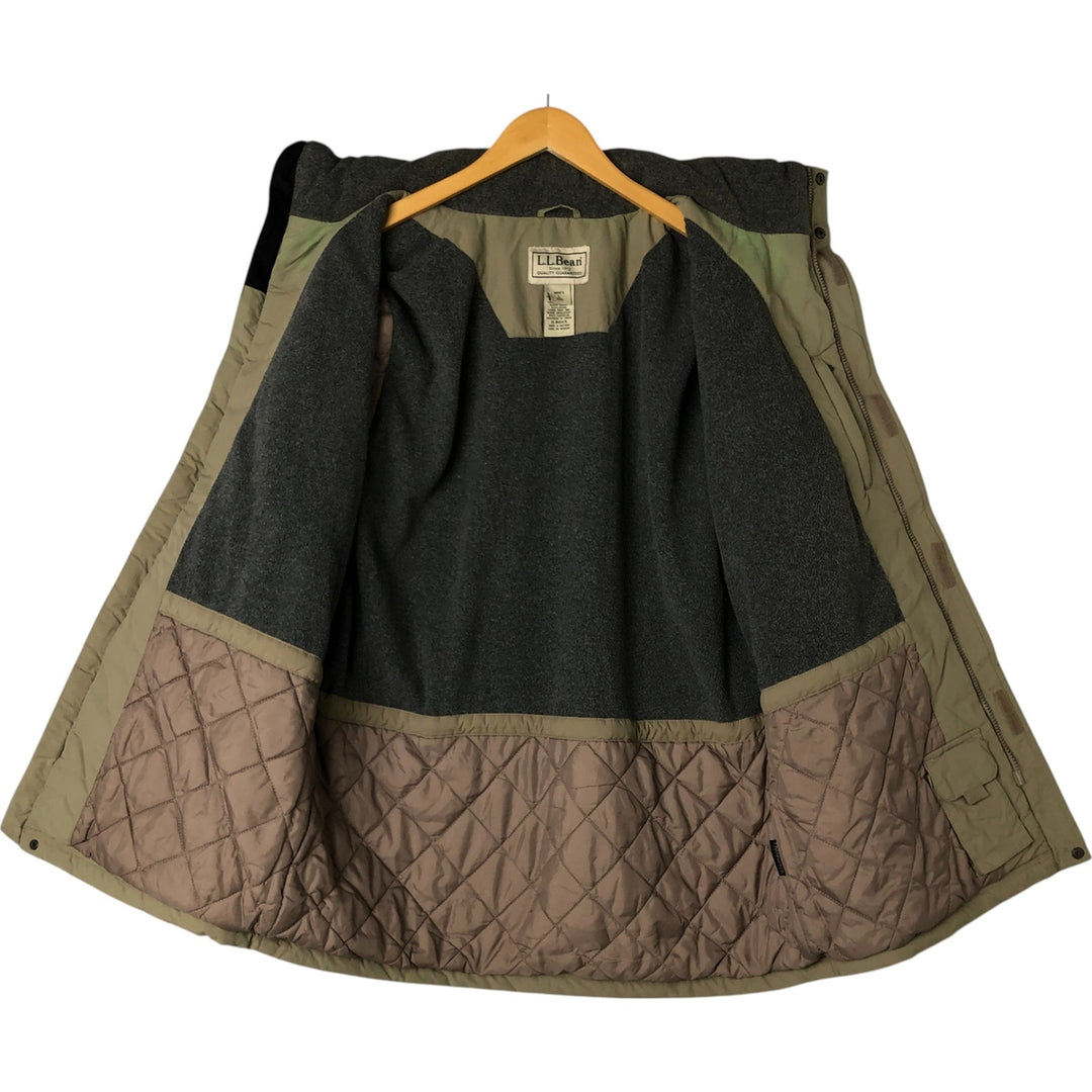 90'S LLBean padded puffer jacket, men's size L Nylon Khaki type sage green Vintage Second Hand