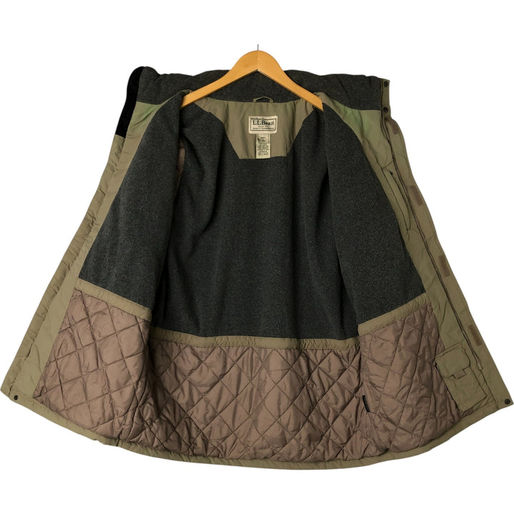 90'S LLBean padded puffer jacket, men's size L Nylon Khaki type sage green Vintage Second Hand