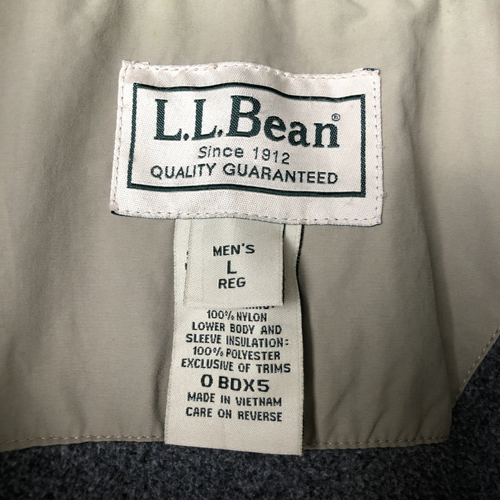 90'S LLBean padded puffer jacket, men's size L Nylon Khaki type sage green Vintage Second Hand