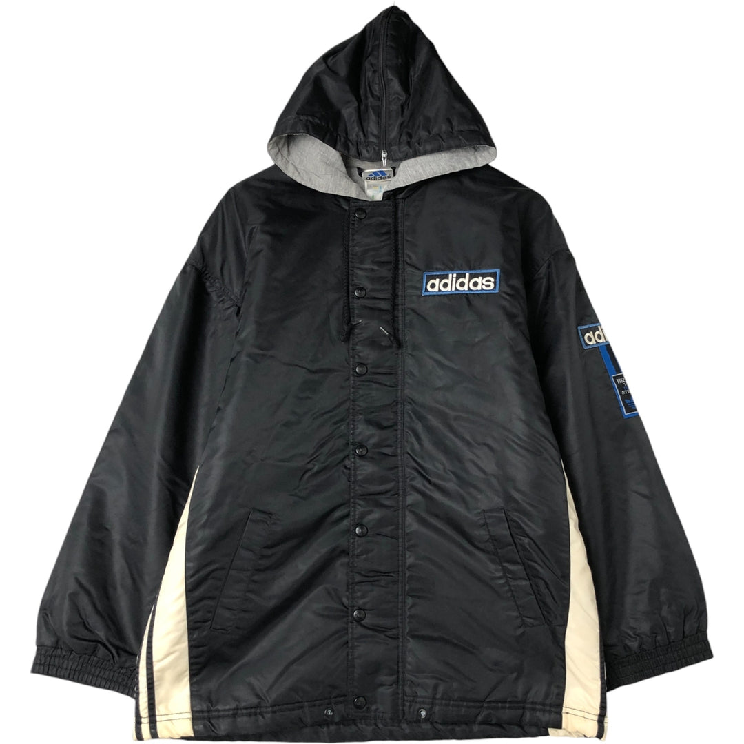90s-00'S Adidas padded hoodie/puffer jacket, men's size M polyester black type Vintage Second Hand