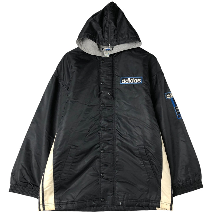 90s-00'S Adidas padded hoodie/puffer jacket, men's size M polyester black type Vintage Second Hand