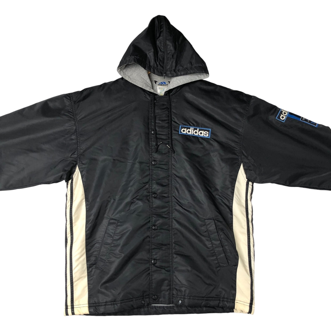 90s-00'S Adidas padded hoodie/puffer jacket, men's size M polyester black type Vintage Second Hand