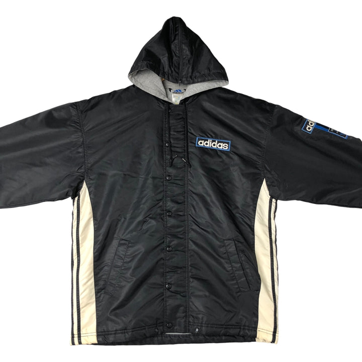 90s-00'S Adidas padded hoodie/puffer jacket, men's size M polyester black type Vintage Second Hand