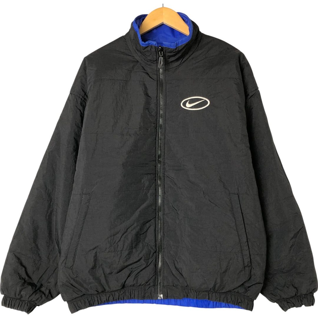 90'S Nike reversible puffer jacket with back logo, men's size M, vintage Nylon blue type Vintage Second Hand
