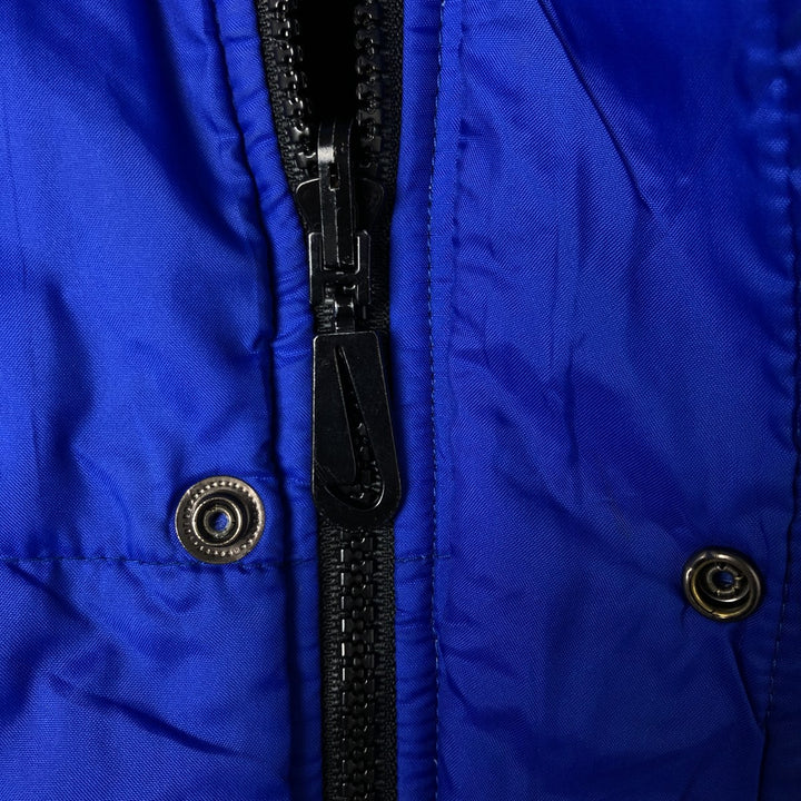 90'S Nike reversible puffer jacket with back logo, men's size M, vintage Nylon blue type Vintage Second Hand