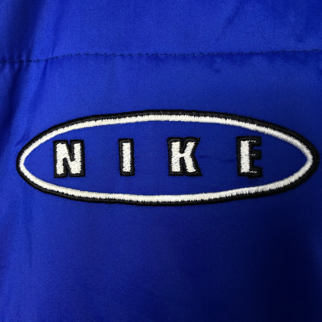 90'S Nike reversible puffer jacket with back logo, men's size M, vintage Nylon blue type Vintage Second Hand
