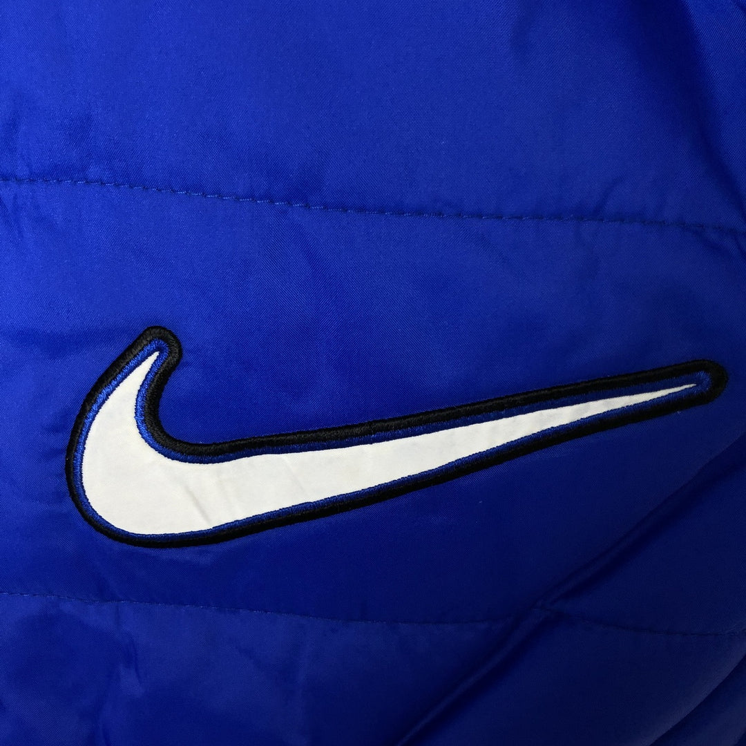 90'S Nike reversible puffer jacket with back logo, men's size M, vintage Nylon blue type Vintage Second Hand