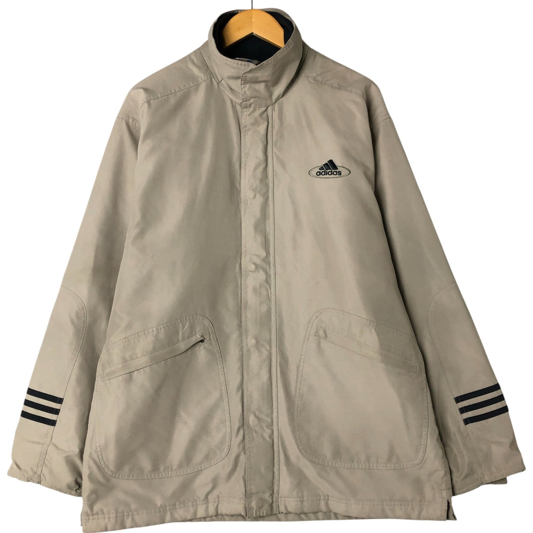 Vintage 90'S Adidas padded puffer jacket, size L, men's polyester Beige type Vintage Second Hand