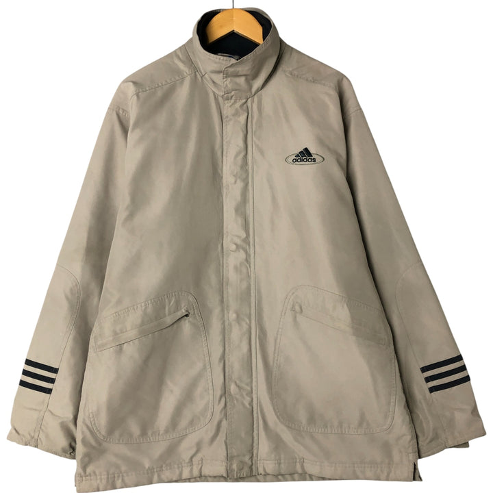 Vintage 90'S Adidas padded puffer jacket, size L, men's polyester Beige type Vintage Second Hand