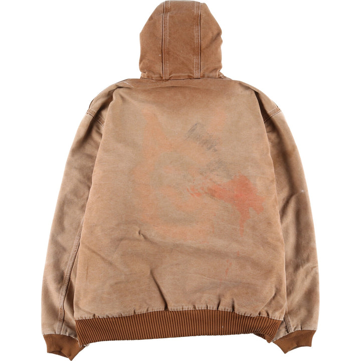 00'S Carhartt Active Jacket Duck Full Zip Hoodie Men's XXL cotton Beige type Vintage Second Hand