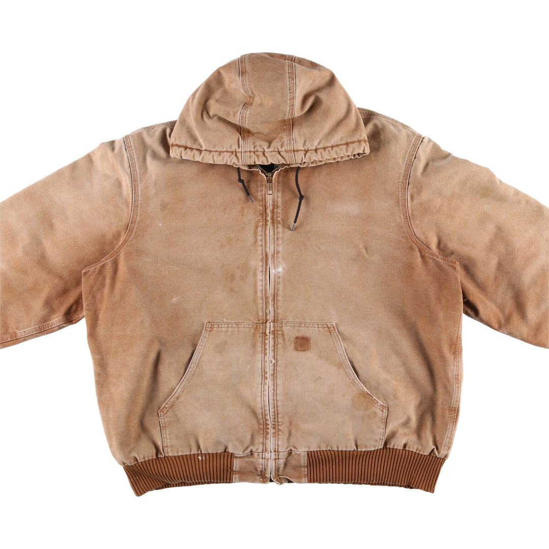 00'S Carhartt Active Jacket Duck Full Zip Hoodie Men's XXL cotton Beige type Vintage Second Hand