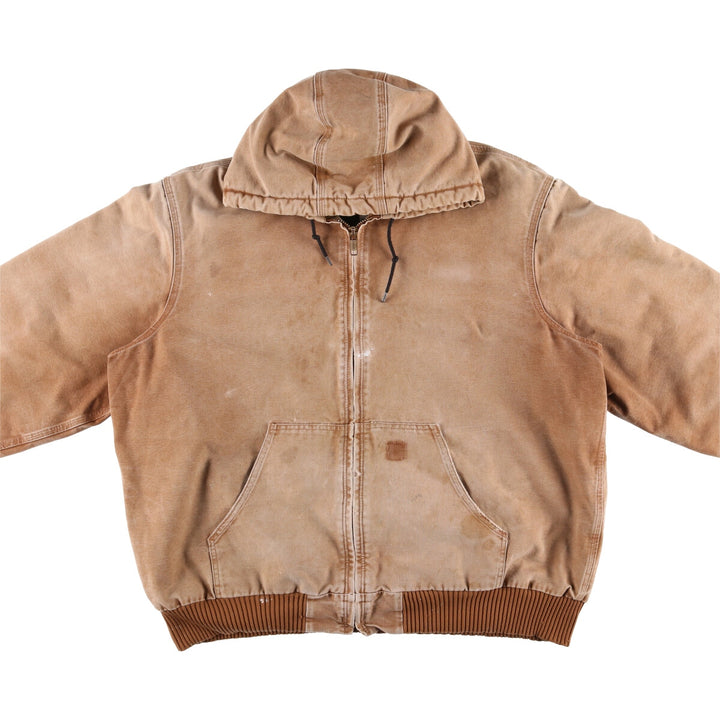 00'S Carhartt Active Jacket Duck Full Zip Hoodie Men's XXL cotton Beige type Vintage Second Hand