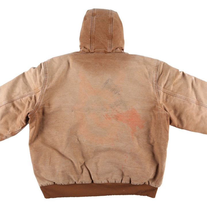 00'S Carhartt Active Jacket Duck Full Zip Hoodie Men's XXL cotton Beige type Vintage Second Hand