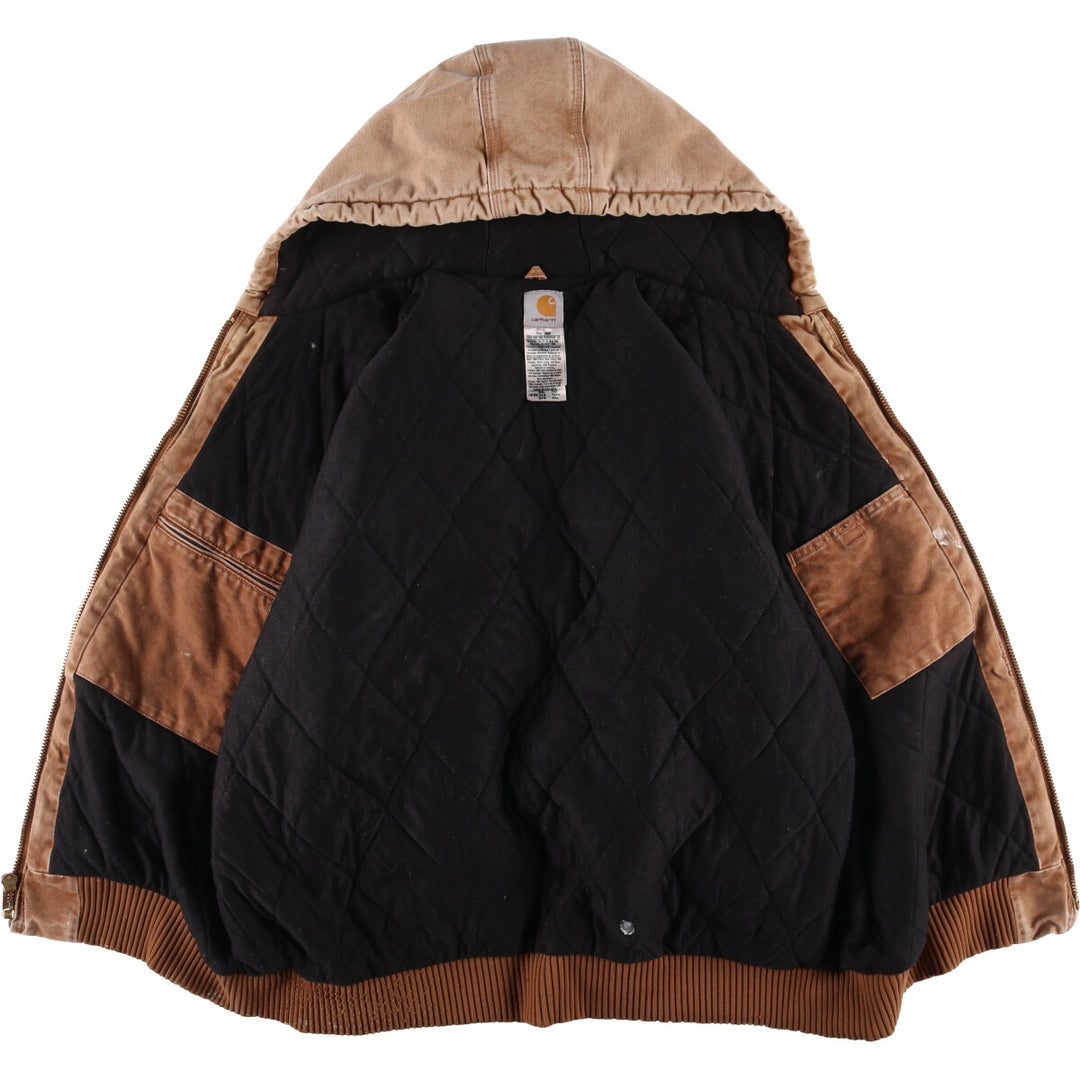 00'S Carhartt Active Jacket Duck Full Zip Hoodie Men's XXL cotton Beige type Vintage Second Hand