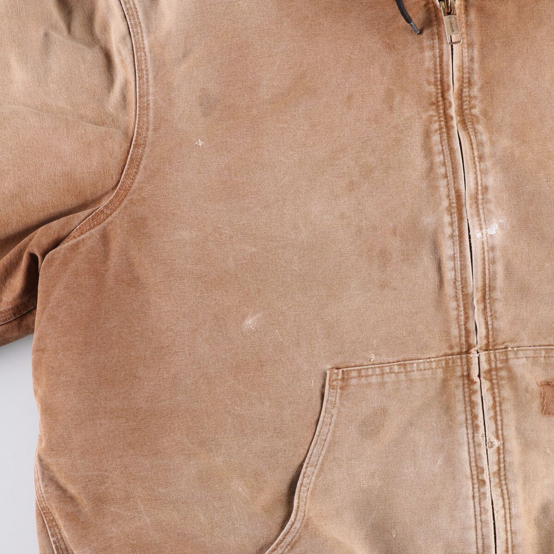 00'S Carhartt Active Jacket Duck Full Zip Hoodie Men's XXL cotton Beige type Vintage Second Hand