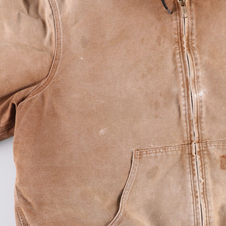 00'S Carhartt Active Jacket Duck Full Zip Hoodie Men's XXL cotton Beige type Vintage Second Hand