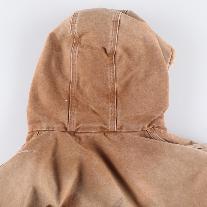 00'S Carhartt Active Jacket Duck Full Zip Hoodie Men's XXL cotton Beige type Vintage Second Hand