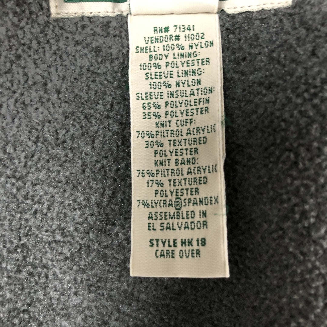 90s-00'S LLBean padded nylon blouson, men's size L Nylon Green type dark green Vintage Second Hand