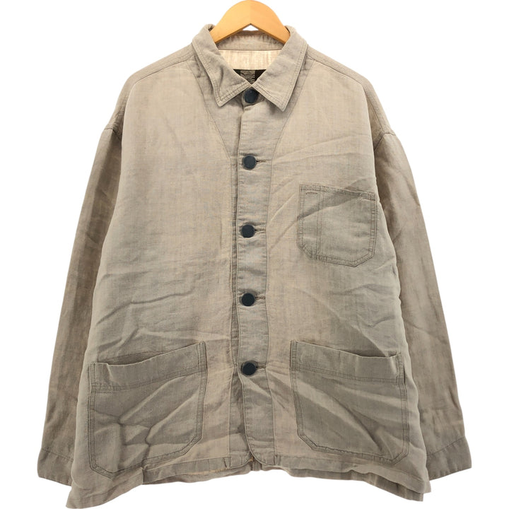 STRUCTURE Linen Jacket Men's XL linen Beige type Vintage Second Hand