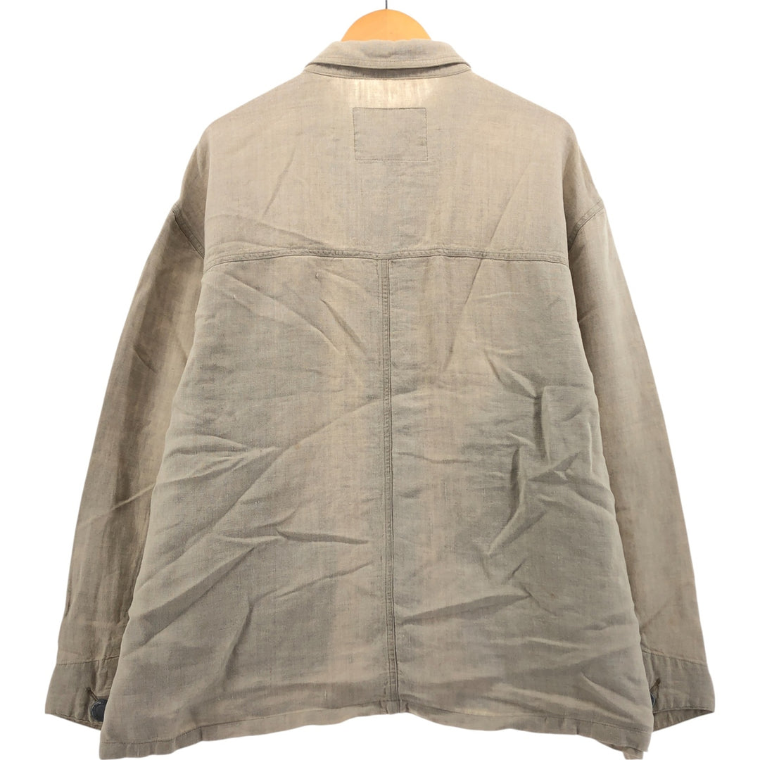 STRUCTURE Linen Jacket Men's XL linen Beige type Vintage Second Hand