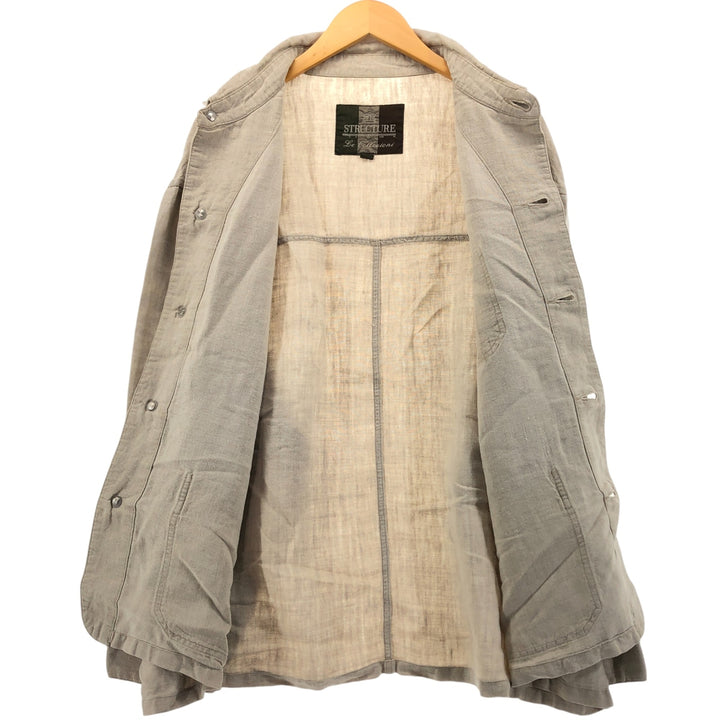 STRUCTURE Linen Jacket Men's XL linen Beige type Vintage Second Hand