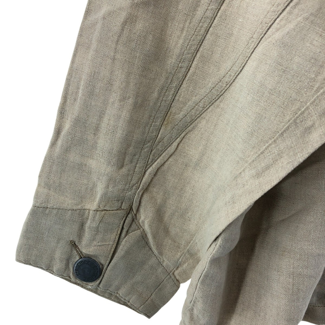 STRUCTURE Linen Jacket Men's XL linen Beige type Vintage Second Hand