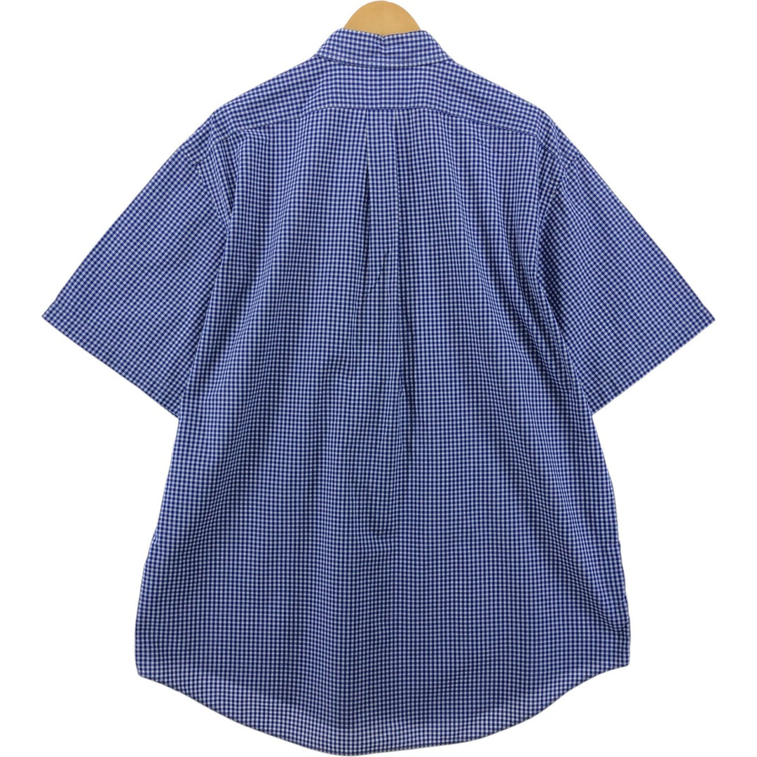 Ralph Lauren Classic Fit Gingham Check Short Sleeve Button Down Check Shirt Men's XL cotton blue type Vintage Second Hand
