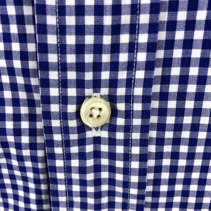 Ralph Lauren Classic Fit Gingham Check Short Sleeve Button Down Check Shirt Men's XL cotton blue type Vintage Second Hand