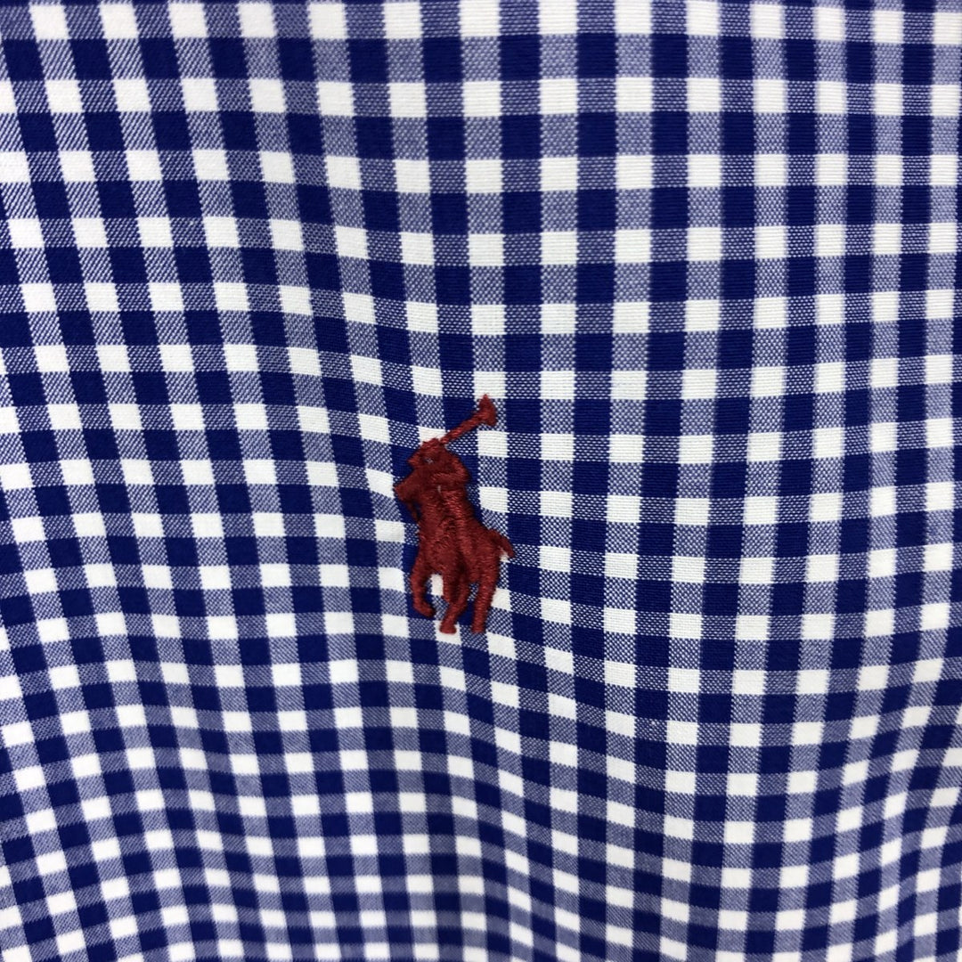 Ralph Lauren Classic Fit Gingham Check Short Sleeve Button Down Check Shirt Men's XL cotton blue type Vintage Second Hand