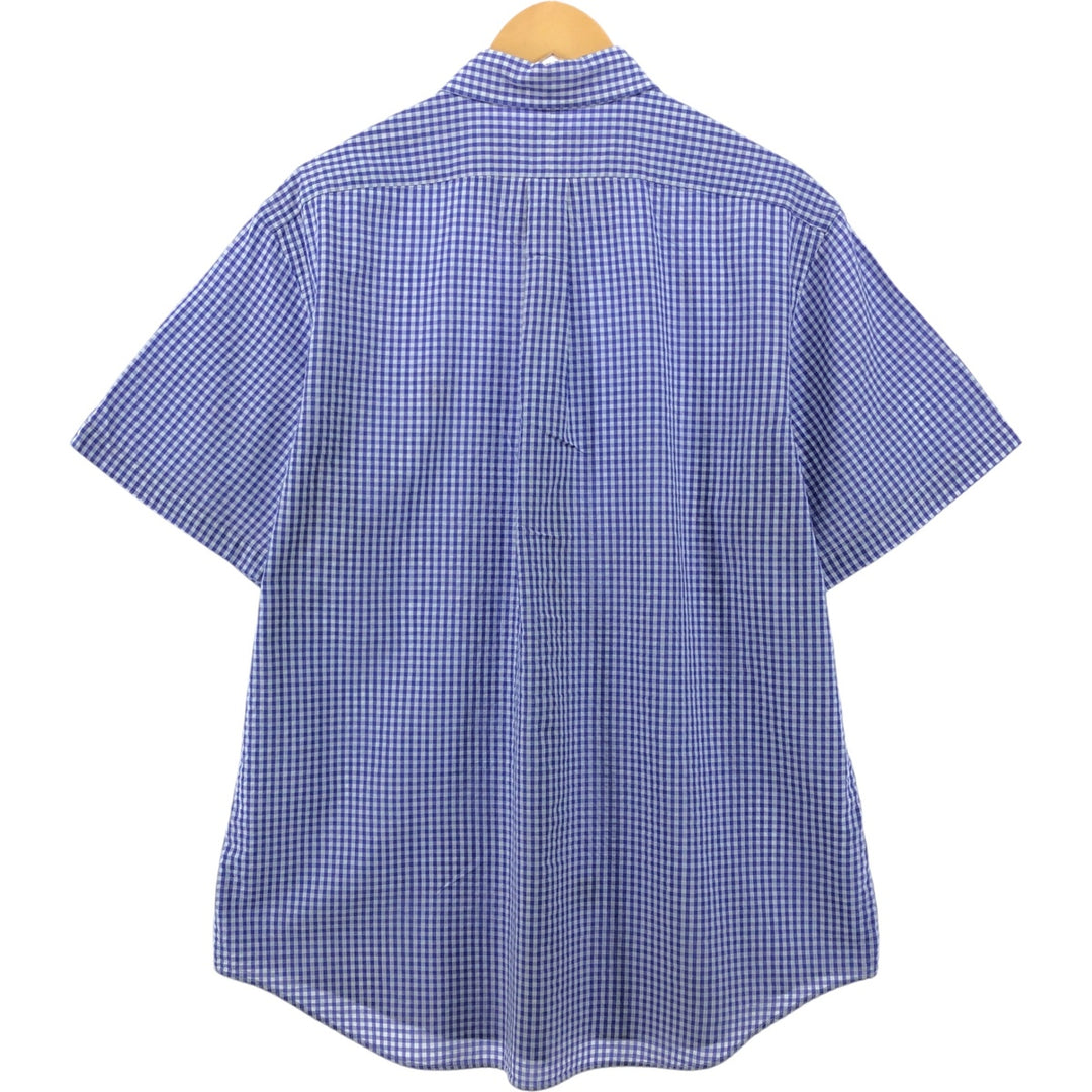 Ralph Lauren Gingham Check Short Sleeve Button Down Check Shirt Men's XL cotton blue type Vintage Second Hand