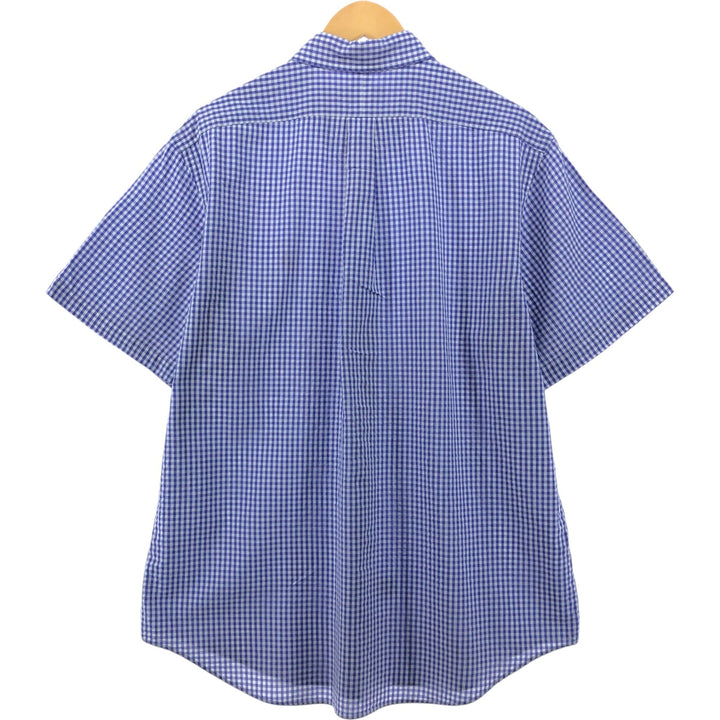 Ralph Lauren Gingham Check Short Sleeve Button Down Check Shirt Men's XL cotton blue type Vintage Second Hand