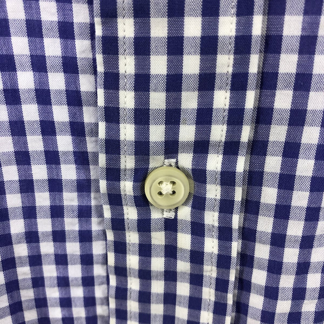 Ralph Lauren Gingham Check Short Sleeve Button Down Check Shirt Men's XL cotton blue type Vintage Second Hand