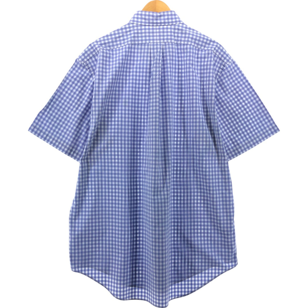 Ralph Lauren Classic Fit Gingham Check Short Sleeve Button Down Check Shirt Men's Size L cotton Blue type light blue Vintage Second Hand