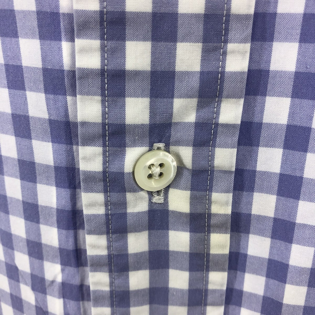 Ralph Lauren Classic Fit Gingham Check Short Sleeve Button Down Check Shirt Men's Size L cotton Blue type light blue Vintage Second Hand