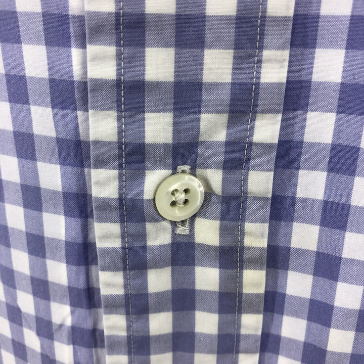 Ralph Lauren Classic Fit Gingham Check Short Sleeve Button Down Check Shirt Men's Size L cotton Blue type light blue Vintage Second Hand