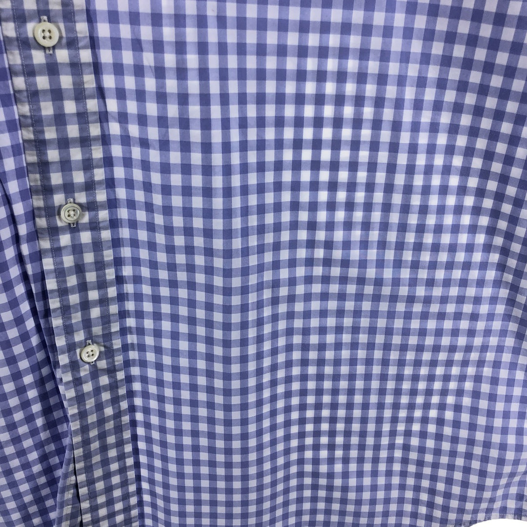 Ralph Lauren Classic Fit Gingham Check Short Sleeve Button Down Check Shirt Men's Size L cotton Blue type light blue Vintage Second Hand