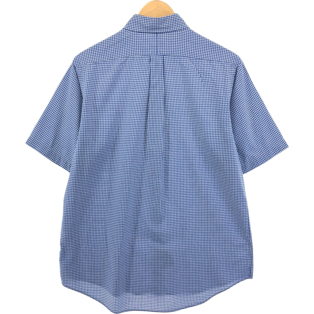 Ralph Lauren Gingham Check Short Sleeve Button Down Check Shirt Men's M Size cotton blue type Vintage Second Hand
