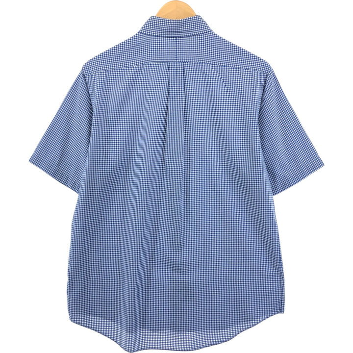 Ralph Lauren Gingham Check Short Sleeve Button Down Check Shirt Men's M Size cotton blue type Vintage Second Hand