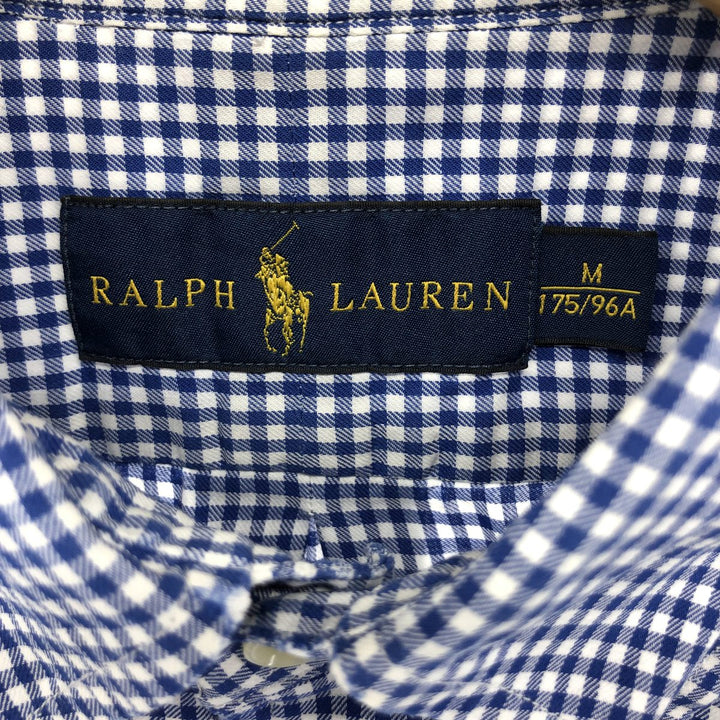 Ralph Lauren Gingham Check Short Sleeve Button Down Check Shirt Men's M Size cotton blue type Vintage Second Hand
