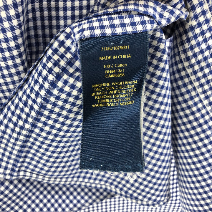 Ralph Lauren Gingham Check Short Sleeve Button Down Check Shirt Men's M Size cotton blue type Vintage Second Hand