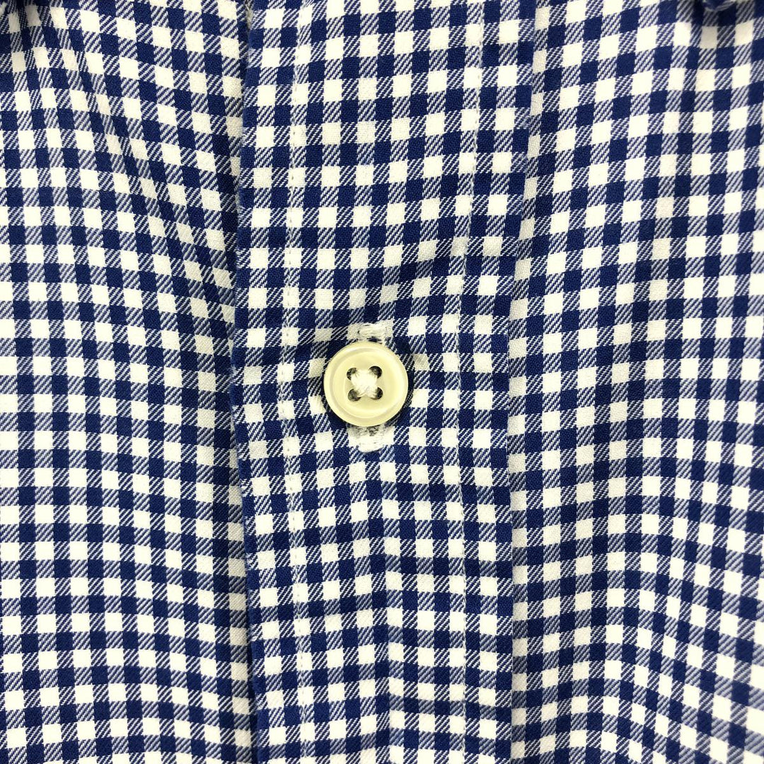Ralph Lauren Gingham Check Short Sleeve Button Down Check Shirt Men's M Size cotton blue type Vintage Second Hand