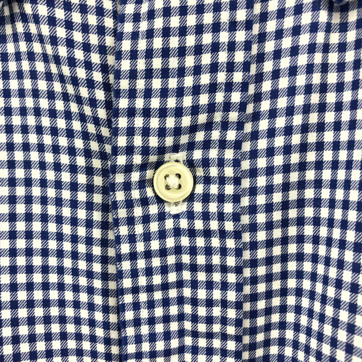 Ralph Lauren Gingham Check Short Sleeve Button Down Check Shirt Men's M Size cotton blue type Vintage Second Hand