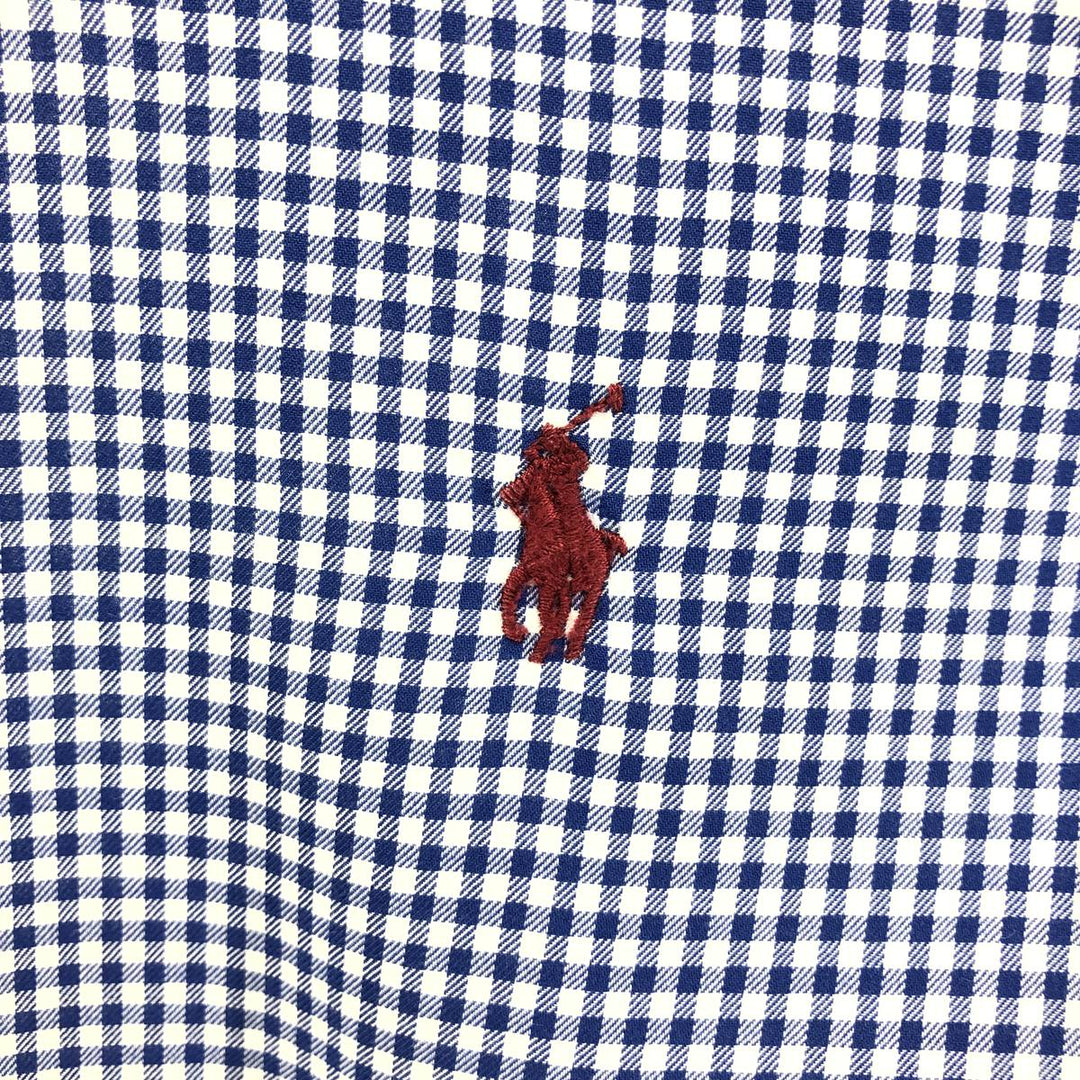 Ralph Lauren Gingham Check Short Sleeve Button Down Check Shirt Men's M Size cotton blue type Vintage Second Hand