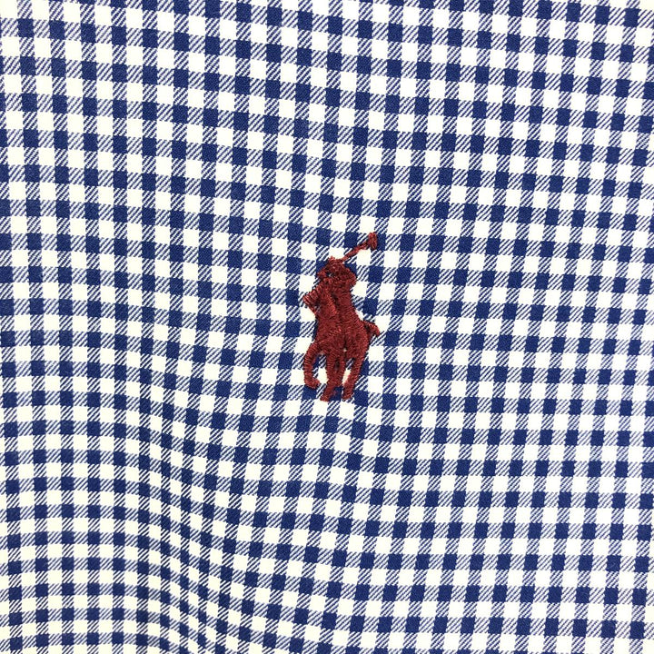Ralph Lauren Gingham Check Short Sleeve Button Down Check Shirt Men's M Size cotton blue type Vintage Second Hand