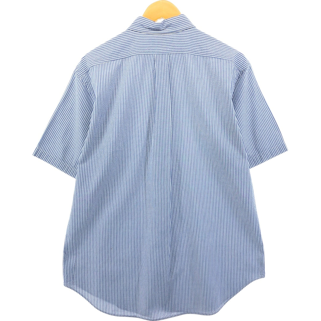 Ralph Lauren Classic Fit Seersucker Short Sleeve Button Down Striped Shirt Men's Size L cotton blue type Vintage Second Hand