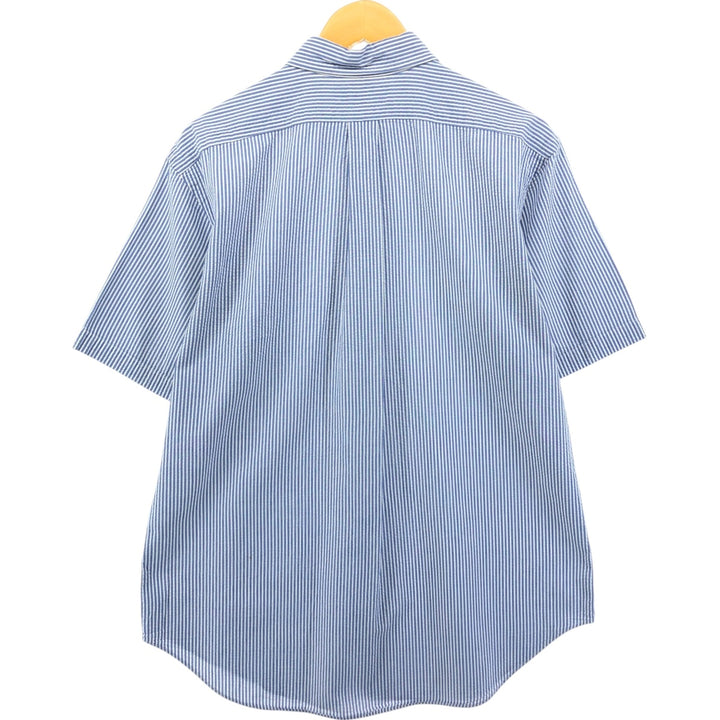 Ralph Lauren Classic Fit Seersucker Short Sleeve Button Down Striped Shirt Men's Size L cotton blue type Vintage Second Hand