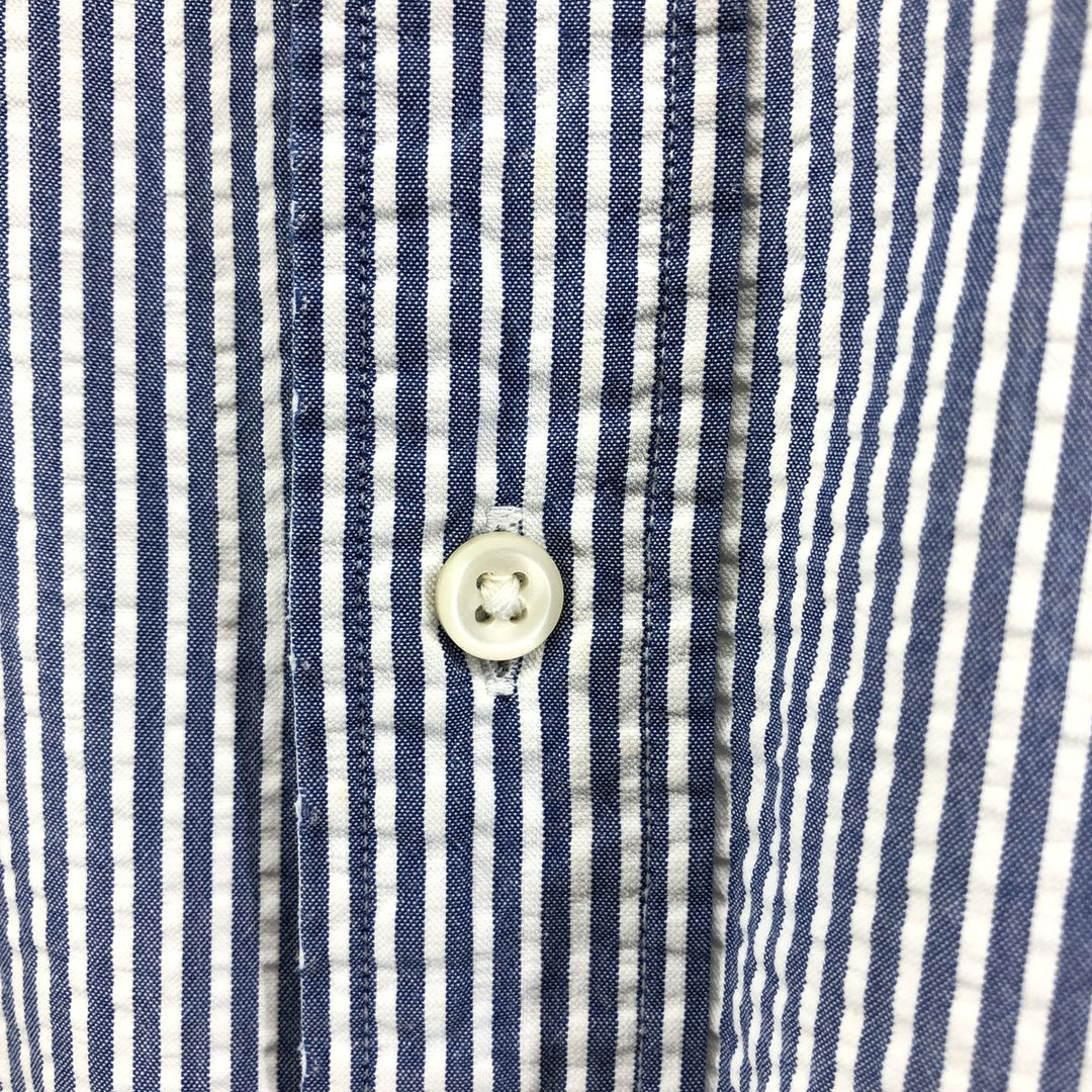 Ralph Lauren Classic Fit Seersucker Short Sleeve Button Down Striped Shirt Men's Size L cotton blue type Vintage Second Hand